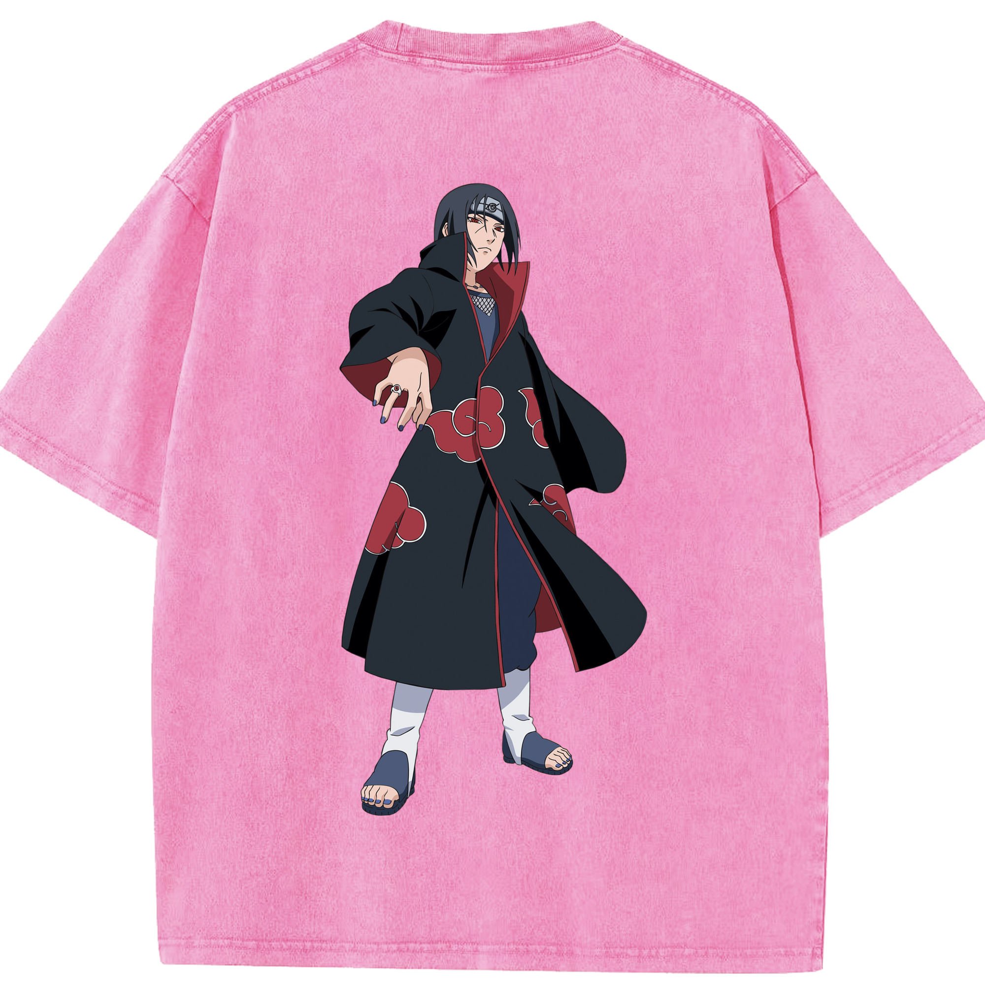 （画像用） NARUTO -ナルト- うちは イタチ Uchiha Itachi 綿100% ヴィンテージ風 半袖Tシャツ（背面プリント）